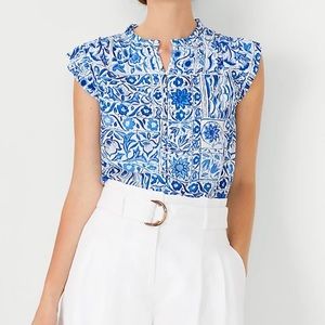 Ann Taylor Mixed Media Ruffle Button